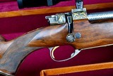 INCREDIBLE DUMOULIN DOUBLE SQUARE BRIDGE MAUSER IN .375 HH -- MAGNUM ACTION -- 24K GOLD ENGRAVED -- ALL FACTORY OPTIONS - 4 of 20