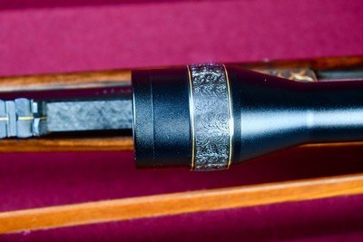 INCREDIBLE DUMOULIN DOUBLE SQUARE BRIDGE MAUSER IN .375 HH -- MAGNUM ACTION -- 24K GOLD ENGRAVED -- ALL FACTORY OPTIONS - Image 12 of 20