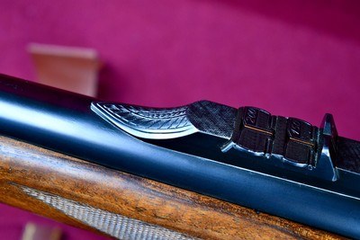 INCREDIBLE DUMOULIN DOUBLE SQUARE BRIDGE MAUSER IN .375 HH -- MAGNUM ACTION -- 24K GOLD ENGRAVED -- ALL FACTORY OPTIONS - Image 8 of 20
