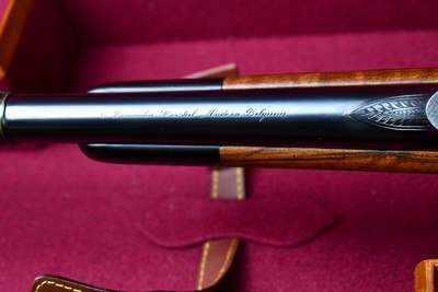 INCREDIBLE DUMOULIN DOUBLE SQUARE BRIDGE MAUSER IN .375 HH -- MAGNUM ACTION -- 24K GOLD ENGRAVED -- ALL FACTORY OPTIONS - Image 14 of 20