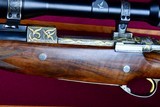 INCREDIBLE DUMOULIN DOUBLE SQUARE BRIDGE MAUSER IN .375 HH -- MAGNUM ACTION -- 24K GOLD ENGRAVED -- ALL FACTORY OPTIONS - 6 of 20