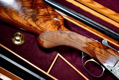 INCREDIBLE 1965 BROWNING SUPERPOSED DIANA GRADE 20GA 2 BARREL SET -- JOSE BAERTEN ENGRAVED -- MARVIN HUEY CASED - Image 7 of 19