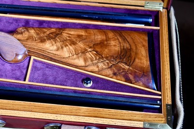INCREDIBLE 1965 BROWNING SUPERPOSED DIANA GRADE 20GA 2 BARREL SET -- JOSE BAERTEN ENGRAVED -- MARVIN HUEY CASED - Image 15 of 19