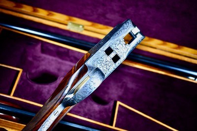 INCREDIBLE 1965 BROWNING SUPERPOSED DIANA GRADE 20GA 2 BARREL SET -- JOSE BAERTEN ENGRAVED -- MARVIN HUEY CASED - Image 9 of 19