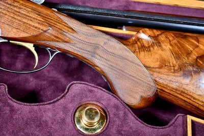 INCREDIBLE 1965 BROWNING SUPERPOSED DIANA GRADE 20GA 2 BARREL SET -- JOSE BAERTEN ENGRAVED -- MARVIN HUEY CASED - Image 4 of 19