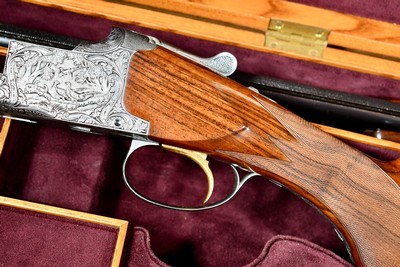 INCREDIBLE 1965 BROWNING SUPERPOSED DIANA GRADE 20GA 2 BARREL SET -- JOSE BAERTEN ENGRAVED -- MARVIN HUEY CASED - Image 3 of 19