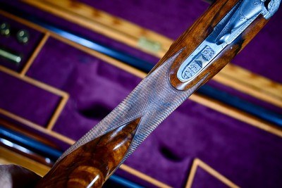 INCREDIBLE 1965 BROWNING SUPERPOSED DIANA GRADE 20GA 2 BARREL SET -- JOSE BAERTEN ENGRAVED -- MARVIN HUEY CASED - Image 13 of 19