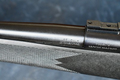AS NEW WEATHERBY MARK V SYNTHETIC IN .375 HH -- FLAT COMB -- CHEEK PIECE -- TALLEY BASES -- TEST SHOT ONLY - Image 8 of 13