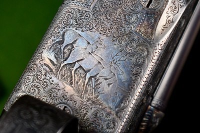 BEAUTIFUL RARE AHE 20/28 GA. 2 BARREL SET -- ACME STEEL , PISTOL GRIP,DOUBLE TRIGGERS ,EJECTORS AND CASED - Image 5 of 18