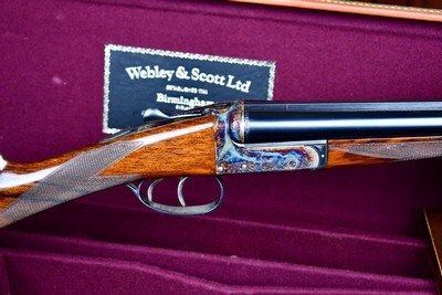 BEAUTIFUL WEBLEY SCOTT 700 20GA -- STRAIGHT HAND STOCK -- CHECKERED BUTT -- CASED - Image 9 of 20