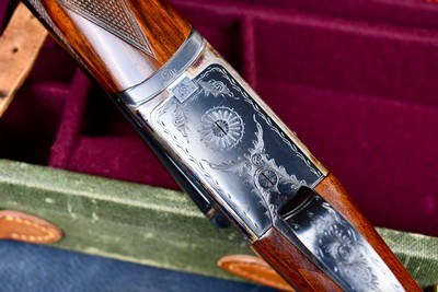 BEAUTIFUL WEBLEY SCOTT 700 20GA -- STRAIGHT HAND STOCK -- CHECKERED BUTT -- CASED - Image 13 of 20