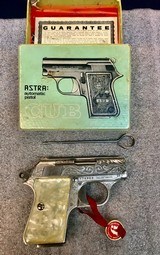 Astra EngravedCub Model.22 Short CaliberSemi Auto Pistol - 1 of 9
