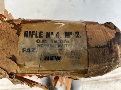 Enfield No. 4 Mk. 2 .303 British. Mummy Wrapped 1955 Mfg. C&R. with Wrapped Bayonet & Scabbard - Image 1 of 4