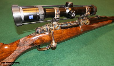 Waffen Jung .416 Rigby Engraved and Case-Hardened Mauser Double Square Bridge Dangerous Game Bolt Action Rifle With New Zeiss Victory HT Scope