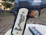 Custom Hand Engraved Colt 1911 38 Super Day Of The Dead Theme Mexican Gold and Platinum inlays Scrimshawed Custom Grips WOW - 11 of 15