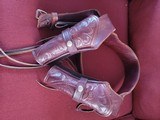Floral carved Single Action COLT Style SSA Double Revolver Holster rig for sale 44 45 - 1 of 11