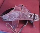 Floral carved Single Action COLT Style SSA Double Revolver Holster rig for sale 44 45 - 7 of 11