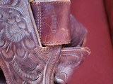 Floral carved Single Action COLT Style SSA Double Revolver Holster rig for sale 44 45 - 8 of 11