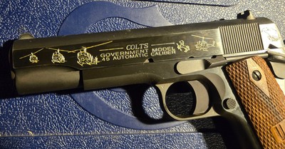 Colt 1911 Custom Hand Engraved Vietnam Helicopter Commemorative Pistol - Image 7 of 11