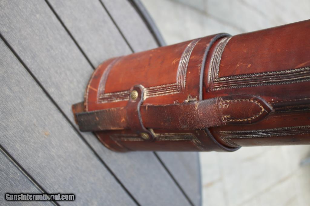 RARE Leather vintage Fly Fishing Rod carry case -  Polska