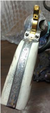 Colt Single Action Engraved Cattlebrand Silver gold 38-40 - 1 of 5