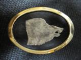 Engraved Boar's Head Silver/Brass Belt Buckle - 1 of 1