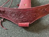 Leather Tooled Western Belt and Holster - 5 of 11