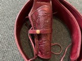 Leather Tooled Western Belt and Holster - 2 of 11