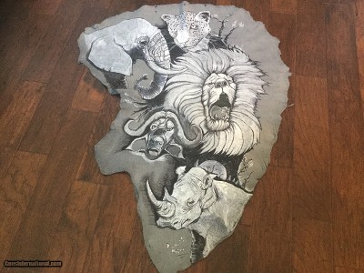 Big Five painting on actual elephant ear legally imported