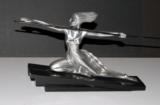 ART DECO BRONZE SCULPTURE "AMAZON, NUDE WITH SPEAR" BY MARCEL BOURAINE 1925 - 2 of 2