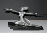 ART DECO BRONZE SCULPTURE "AMAZON, NUDE WITH SPEAR" BY MARCEL BOURAINE 1925 - 1 of 2