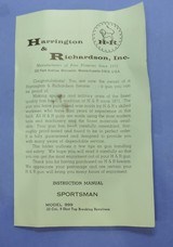 Harrington
& Richardson 3rd Mdl. 999 Sportsman,Cal. .22. Ser. AN623XX. Mfg. 1975 - 11 of 11