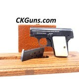 PRISTINE BROWNING , MDL.  1906, CAL. .25 ACP. SER. 1054662, MFG. BELGIUM 1955. - 1 of 13