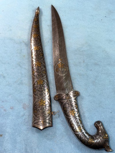 Awesome Indo Persian Khanjar Damascene Dagger - Image 6 of 6