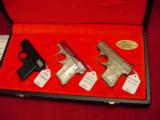 FN Baby Browning Auto Pistol 3 Gun Set in Browning Presentation Case, Renaissance, Lighweight, and Std Model, Mint Condition - 1 of 11