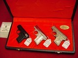 FN Baby Browning Auto Pistol 3 Gun Set in Browning Presentation Case, Renaissance, Lightweight, and Std Model, Mint Condition - 11 of 11