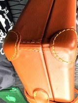 Leather case red felt lined with over straps - 7 of 9