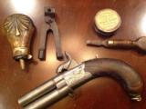 Antique cased London percussion pistol with accessories swivel barrel- 3 of 10