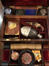 Antique traveler's casino case with roulette, poker, with engraved Whitneyville Armory .22 - 9 of 15