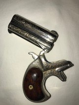 Engraved Nickel Remington Derringer with wood grips - 6 of 7