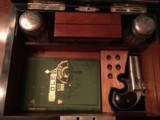 Antique late 1800s rosewood gambling box casino traveling kit with Engraved Remington Derringer - 3 of 12