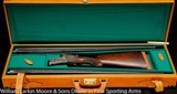 AYA 37 Super Two barrel set Pigeon gun 12ga 2x28" M&IM and IM&XF, Factory leather case, English engraving - 3 of 9