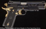 TUARUS PT 1911 AR .38 Super Gold trim, Full features, ABS case - 1 of 5