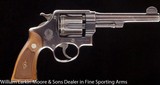 SMITH & WESSON .45 Hand Ejector, .45acp, 5", Blue, Checkered walnut grips, Half moon clips, Mfg 1937 - 1 of 3