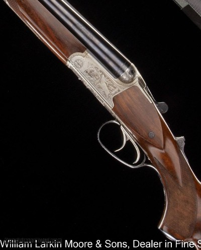 MERKEL K96 Luxus Drilling 12ga / 9.3x74r, Blitz action, Fancy wood, Scope bases, Case, Like New