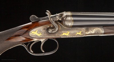 FRANCOTTE HAMMER 12 GA. W/ GAME SCENES IN GOLD