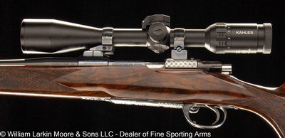 MAUSER 1909 CUSTOM RIFLE 6.5-06 CAL., KAHLES HELIA 3 4-12X44 SCOPE, ENGRAVED W/ PRETTY WOOD - Image 3 of 8
