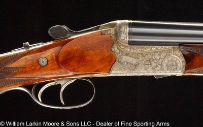 AUSTRIAN DRILLING IMPORTED BY CALIF. ARMS CO. 16 GA./ 7X57 GAME SCENE ENGRAVED - Image 2 of 6