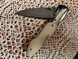 "Gavin Dickerson" of S. Africa Custom "Damascus" Lockback Folder with Mastodon Ivory Scales! - 10 of 11