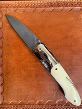 "Gavin Dickerson" of S. Africa Custom "Damascus" Lockback Folder with Mastodon Ivory Scales! - 5 of 11